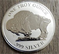 Reverse Proof Silver Round: Indian/Buffalo #2
