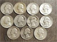 (11) U.S. Washington Quarters: 90% Silver