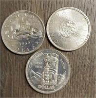 (3) Canadian Silver Dollars