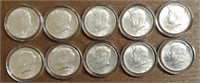 (10) U.S. Kennedy Half Dollars #1: 90% Silver