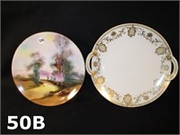 2 Hand Painted Nippon Plates & Collector Book