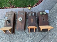 4 Antique Wall Telephones For Parts / Repair