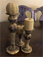 Lot of 3 molded candleholders