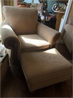Easy Chair and Ottoman, upholstered