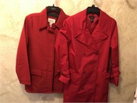 Red trench coat, size 10