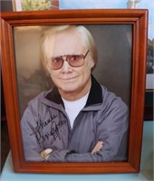 Framed George Jones autographed photo