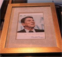 Framed Ronald Reagan autograph art