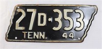 Black 1944 TN license plate