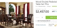 7 pc Rich Wood Double Pedestal Dining Table Set