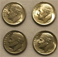 1949-S, 1952-S, 1955-S & 1964-P Roosevelt Dimes