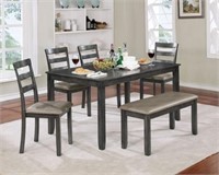 6pc Gray Dining Table Set