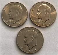 1973-P, 1973-D & 1973-S Eisenhower Dollars