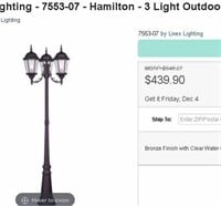 Hamilton - 3 Light Outdoor 3 Head Post