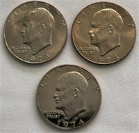 1974-P, 1974-D & 1974-S Eisenhower Dollars