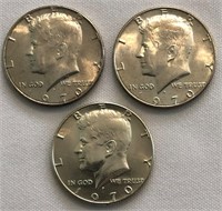 (3) 1970-D Kennedy Half-Dollars