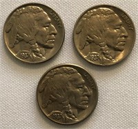 1937-P, 1937-D & 1937-S Buffalo Nickels