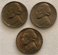 1941-P, 1942-P & 1950-D Jefferson Nickels
