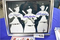 Dimaggio/mantle/Williams Signed Photo Framed 8x10