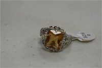 Ring Yellow Stone In Silver Size 8 .925