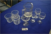 Pitcher and Glasses Lot of 8 Inventory 1291-