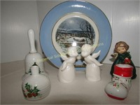 Christmas Ceramics - Kissing Angels, Bells, 1979