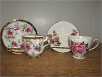 Pink Rose Theme Teacups & Saucers