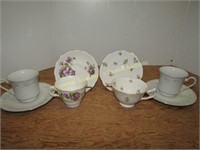4 Teacups & Saucers
