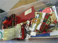 Holiday Wrap/Bags in Rubbermaid Tote