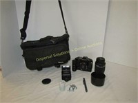 Pentax P5 Camera & Flash, Sony Lens, Camera Bag