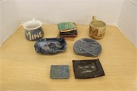 SELECTION OF POTTERY TILES AND MORE