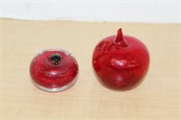SELECTION OF RED ART GLASS PAPERWEIGHTS
