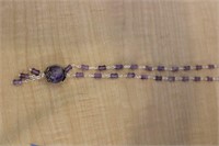 PURPLE BEADED SILVER CLASP NECKLACE