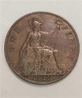 1927, GREAT BRITAIN, GEORGE V - ONE PENNY