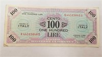 1943 ITALY 100 LIRE BANK NOTE
