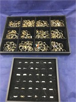 2 Trays of Silver-tone & Gold-tone Rings