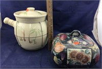 Pair of Covered Ceramic Countertop Containers