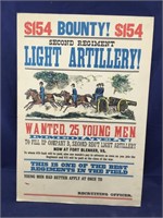 Vntg Copy of 2nd Regiment Recruiting Sign