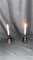 Set of (4) Silver Battery Candle Holders with