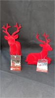 Holiday Village Red Pair of Deer