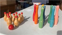 1920's Wooden Toy Bowling Pins (2 sets)