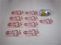 Canada Série 9 billets de 2$ 1986 VOIR DESCRIPTION