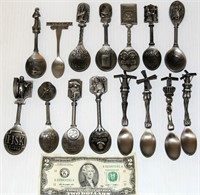 15 Advertising Collector Pewter Spoons