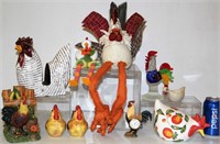 Chickens & Roosters Lot - Clock, Cloth, Ceramic +