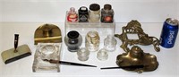 Antique Ink Wells, Bottles & Pens