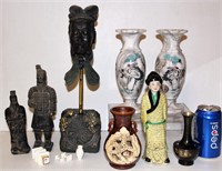Asian Small Decor Lot - Figurines, Vases,