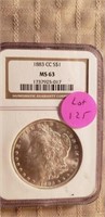 1883CC Morgan Dollar MS63 By NGC