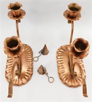 2 Copper Candle Holders w/ Snuffers - Gregorian