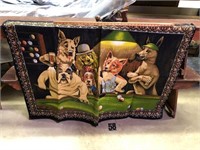 Dogs playing pool cloth