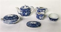Occupied Japan Blue & White Doll dishes Incomplete