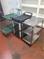 3 Push Carts (1 Stainless Steel, 2 Plastic)